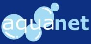 Logotipo de Aquanet Paiporta sobre fondo azul